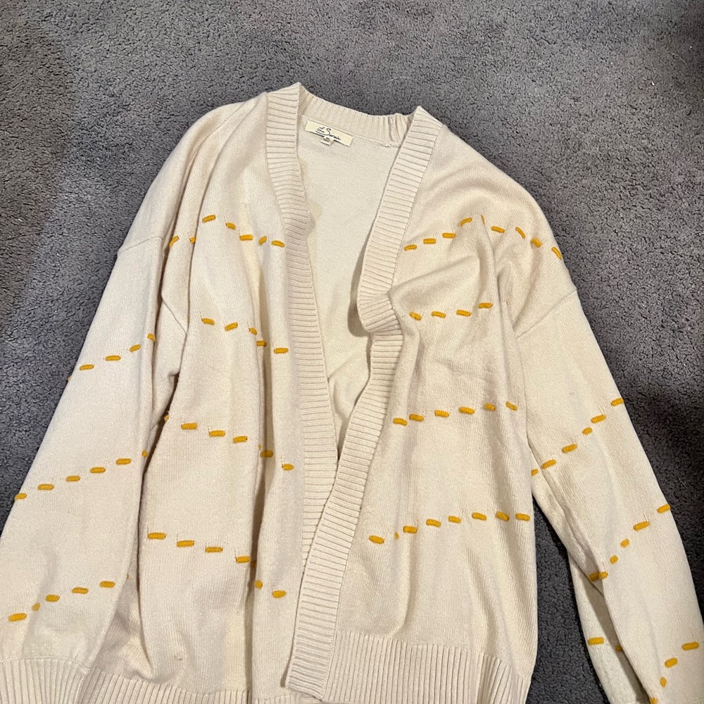 Le Serein Beige Ribbed Cardigan